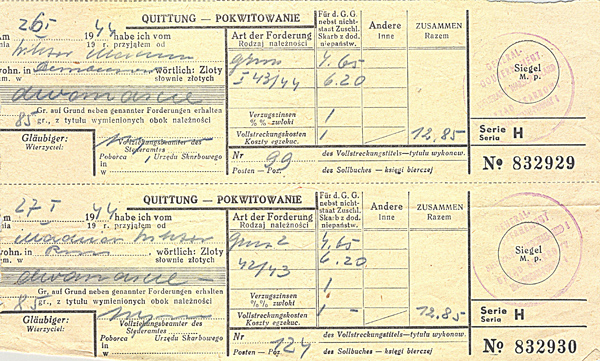 pokwitowanie 1942