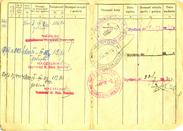 ksiązeczka opałowa 1937