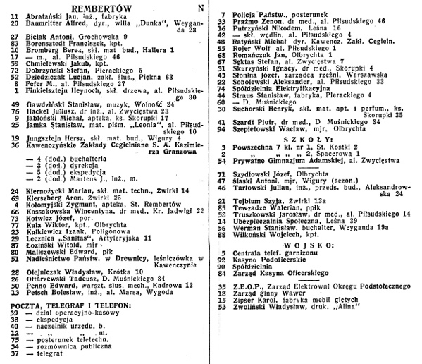 Ksiązka Telefoniczna 1939