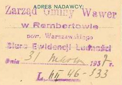 Zarzad Gminy Wawer w Rembertowie 1937